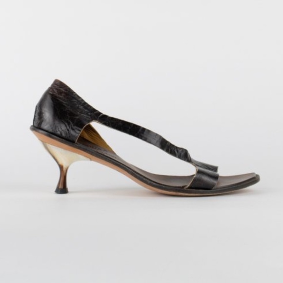 CYDWOQ Shoes - CYDWOQ Vintage Leather Spool Heel Sandals